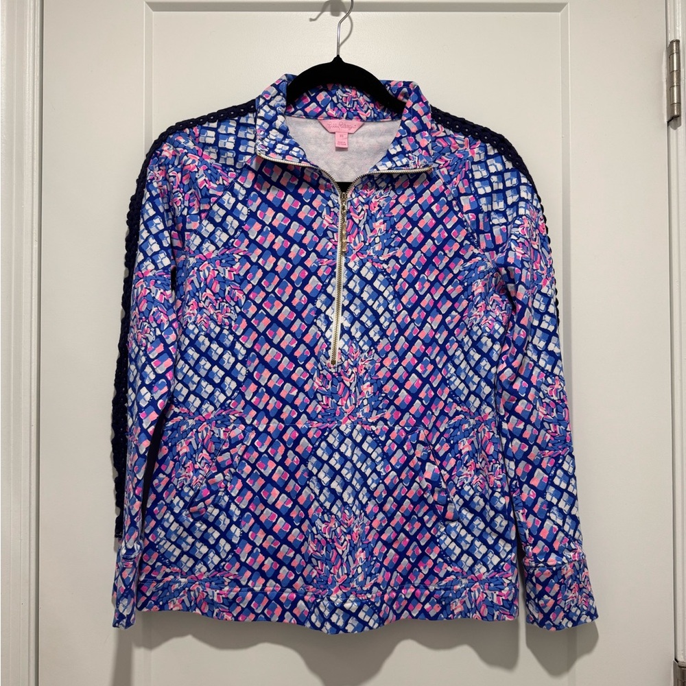 Lilly Pulitzer Skipper Pop Over Royal Purple Half Zip 22156 XS